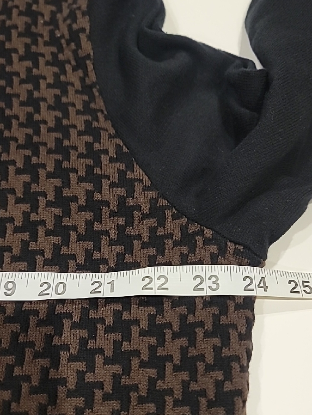 Express Men's Black and Brown Houndstooth Knit Button-Up Shirt XL - Picture 10 of 11